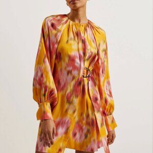 Ted Baker Akemi Mini Blurred Floral Wrap Dress US Size 8